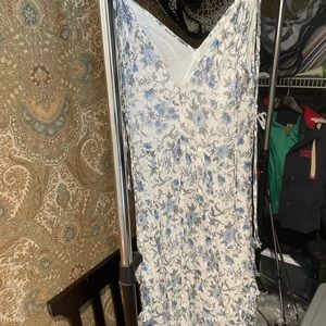 Rebecca Taylor blue and white flower summer dress , size 10, 100% cotton .